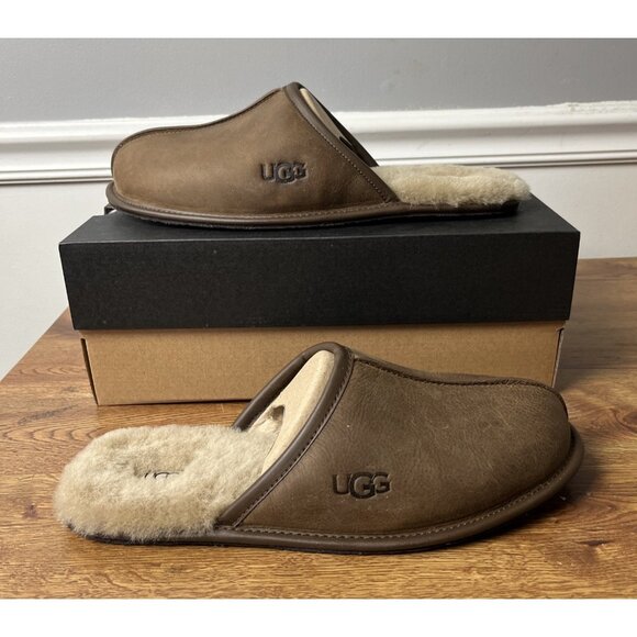 UGG | Shoes | Ugg Mens Scuff Slippers Brown Leather Scuffs  display picture 3